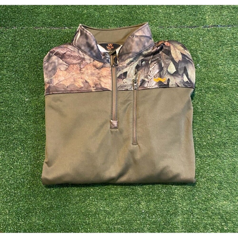 Walls Outdoor Goods jacket mens 2XL green camo quarter zip pullover mossy oak 24